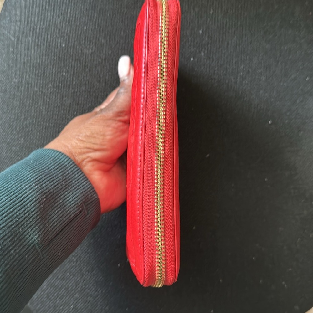 Tory Burch Red Leather Continental Wallet - Gold-Tone Hardware - Picture 6 of 7